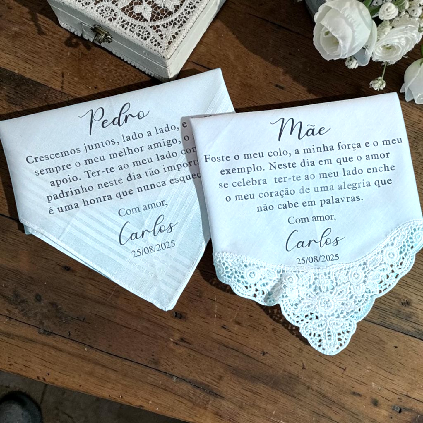 Personalised Wedding Handkerchief – Custom Message Keepsake Gift