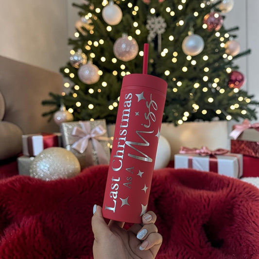 Last Christmas Tumbler – Festive Christmas Reusable Cup with Straw